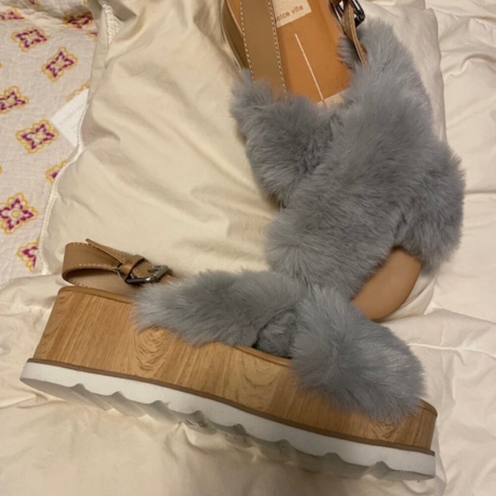 Woman's Dolce Vita Faux Fur Platform Sandals - Picture 2 of 5